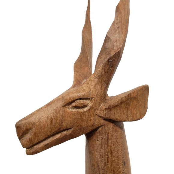Vintage MCM Midcentury Modern Handcarved Teak Wood Antelope Gazelle 7" Tall EUC - Picture 10 of 12